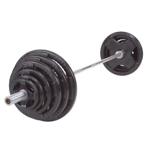 Body-Solid Rubber Grip Olympic Plate and Barbell Set OSR