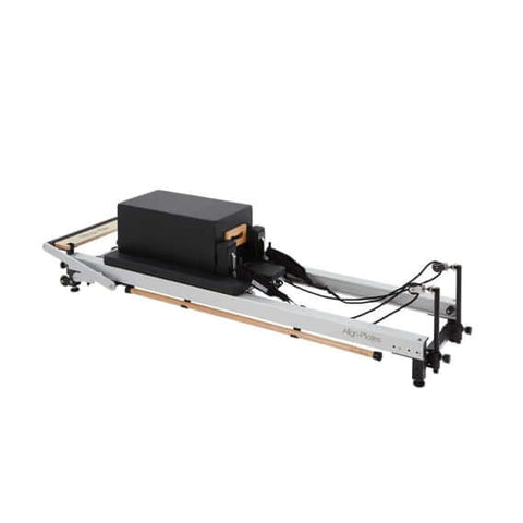 "Side view of Align Pilates C8 Pro Reformer showing foot bar
