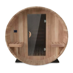 Scandia Electric Barrel Sauna with Canopy 8 Person Sauna