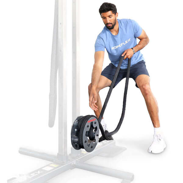 athletel working out with  Ropeflex RX505 Mountable Rope Pull Machine