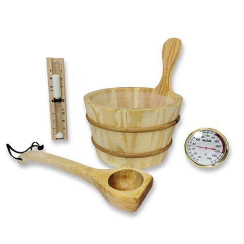 SaunaLife Spa Set 1 Bucket, Ladle, Timer and Thermometer - Sauna Accessory Package, view 2, RecovAthlete