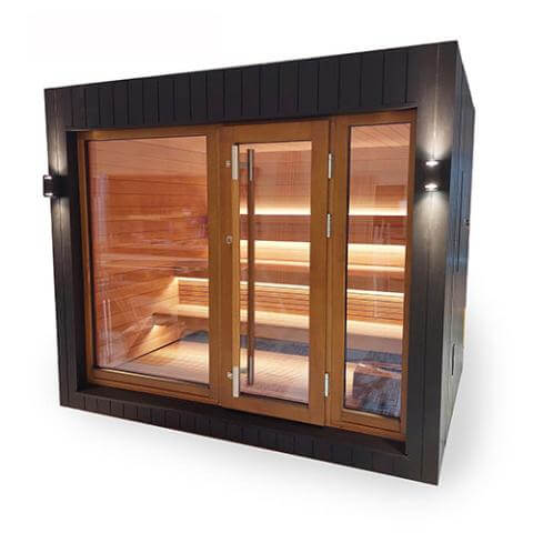 SaunaLife Model G7S Pre-Assembled Outdoor Home Sauna with Bluetooth Audio, Garden-Series Fully Assembled Backyard Home Sauna, Up to 6 Persons