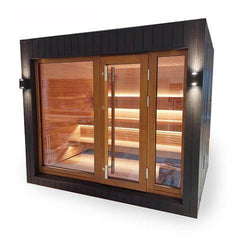 SaunaLife Model G7S Pre-Assembled Outdoor Home Sauna with Bluetooth Audio, Garden-Series Fully Assembled Backyard Home Sauna, Up to 6 Persons