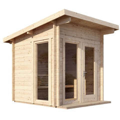 SaunaLife G4 Outdoor Sauna Kit with modern and rustic aesthetics