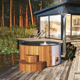 aunaLife 6 Person Wood Fired Hot Tub In Outdoor Setting