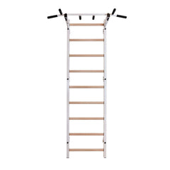 BenchK Swedish Ladder w/ Pull Up Bar - White