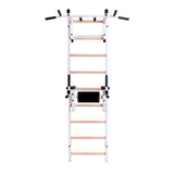 BenchK Swedish Ladder w/ Dip Bar & Rack - White