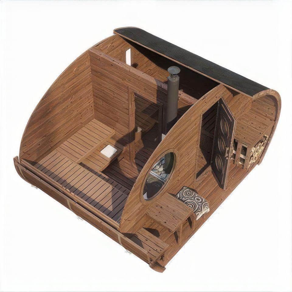 SaunaLife Model G11 Garden-Series 8 Person Outdoor Home Sauna Kit -2 Room Sauna, view 3, RecovAthlete
