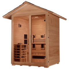 Golden Designs "Carinthia" 3 Person Hybrid (PureTech™ Full Spectrum IR or Traditional Stove) Outdoor Sauna - Canadian Hemlock - GDI-8123-01Golden Designs Inc.SaunasRecovAthlete