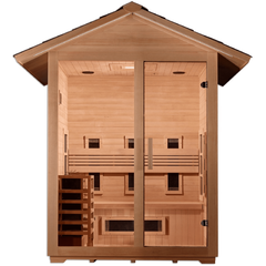 Golden Designs "Carinthia" 3 Person Hybrid (PureTech™ Full Spectrum IR or Traditional Stove) Outdoor Sauna - Canadian Hemlock - GDI-8123-01Golden Designs Inc.SaunasRecovAthlete