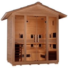 Golden Designs "Gargellen" 5 Person Hybrid (PureTech™ Full Spectrum IR or Traditional Stove) Outdoor Sauna - Canadian Hemlock - GDI-8125-01Golden Designs Inc.SaunasRecovAthlete