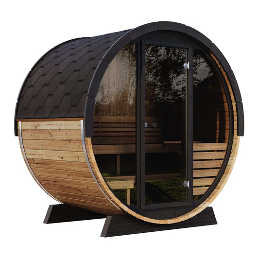 SaunaLife EE6G Sauna – 4-Person Outdoor Barrel Sauna | Ergo Elegance Series, RecovAthlete