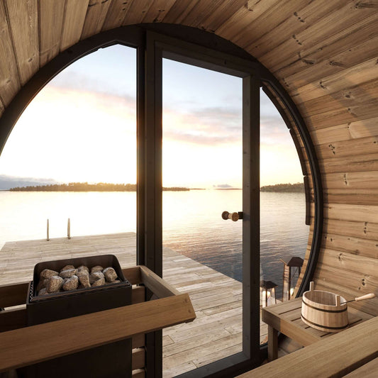 SaunaLife EE6G Sauna – 4-Person Outdoor Barrel Sauna | Ergo Elegance Series, view 2, RecovAthlete