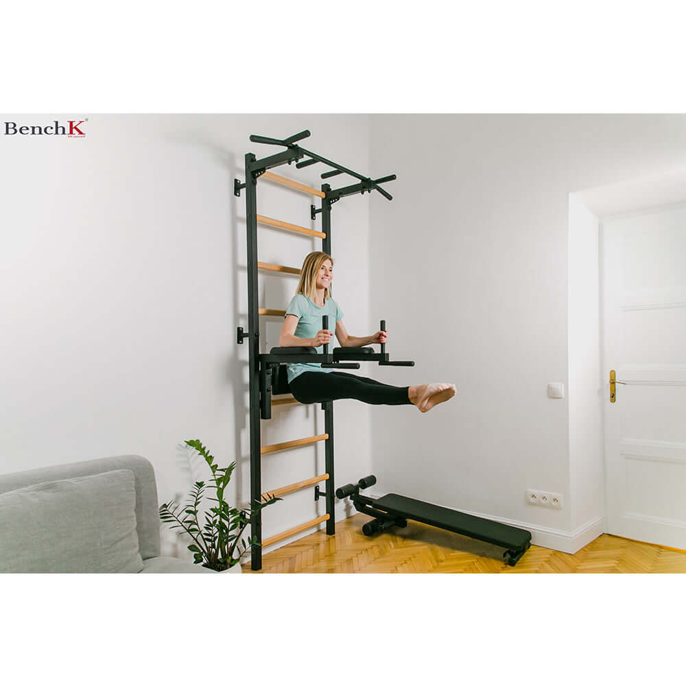 BenchK Swedish Ladder w/ Bench - Black