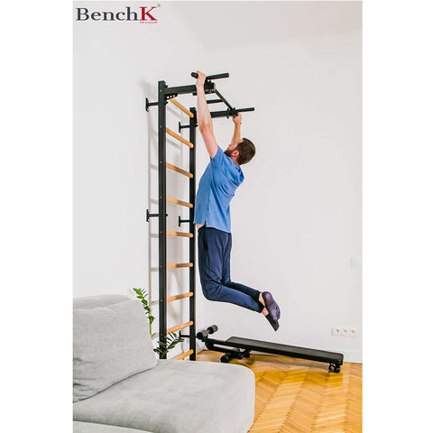 BenchK Swedish Ladder w/ Gymnastic Set - Black